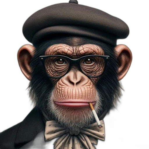 face, animal, hat, staff, photorealistic, concept art, cartoon, 3d render transparent PNG cut-out
