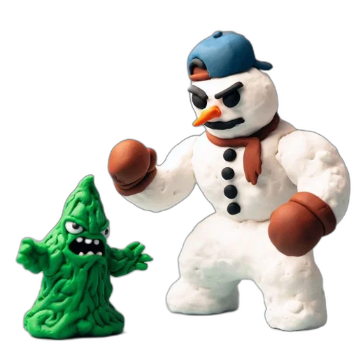 3d render, concept art, snow, two, contrasting, figurines, occupy, frame transparent PNG cut-out