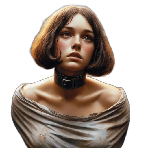 face, dress, crown, robot, concept art, comic book art, fantasy art, photorealistic transparent PNG cut-out