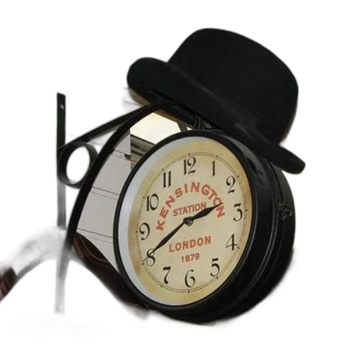 hat, weapon, staff, 3d render, vintage-style, clock, words, kensington transparent PNG cut-out