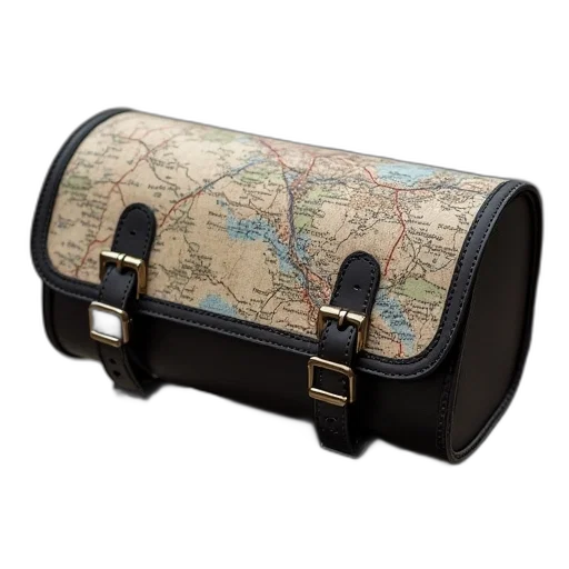 motorcycle, saddlebag, map, back transparent PNG cut-out