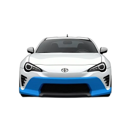 car, 3d render, photorealistic, concept art, white, black, bumper, blue transparent PNG cut-out