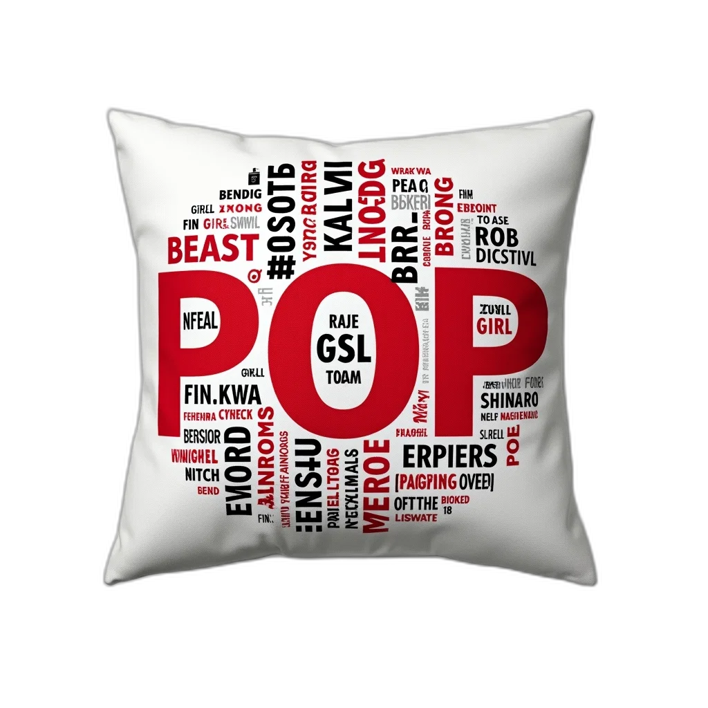 white, pillow, red, black, design, featuring, word, k-pop transparent PNG cut-out