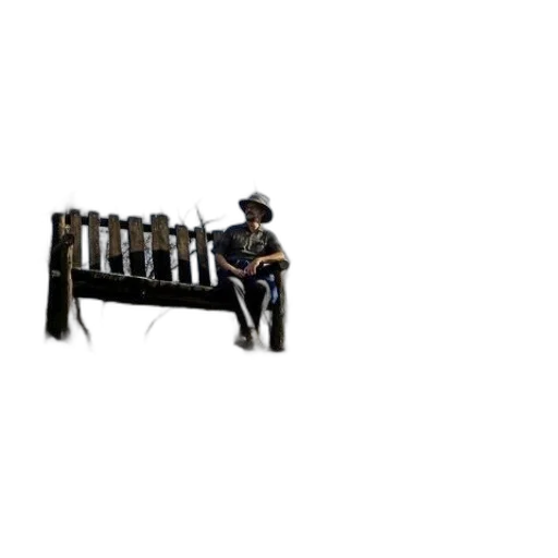 staff, weapon, robot, furniture, 3d render, man, hat, sits transparent PNG cut-out