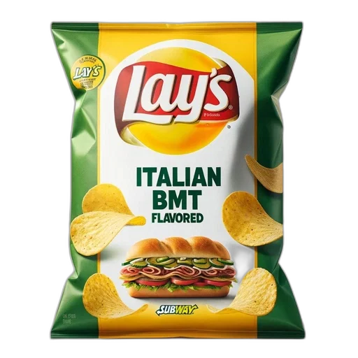 food, image, displays, lay, potato, chip, bag, featuring transparent PNG cut-out