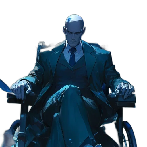 robot, jacket, staff, concept art, cyberpunk, comic book art, blue, stern-looking transparent PNG cut-out