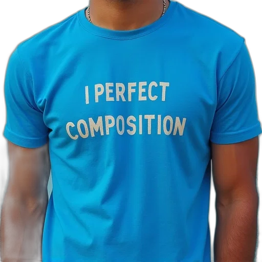 photorealistic, 3d render, blue, arctery, shirt, printed, message, says transparent PNG cut-out