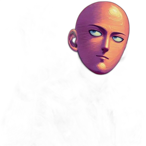 face, mask, robot, creature, 3d render, concept art, vaporwave, photorealistic transparent PNG cut-out
