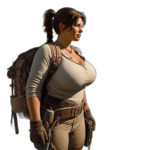 jacket, weapon, staff, concept art, 3d render, pixel art, photorealistic, earth tones transparent PNG cut-out