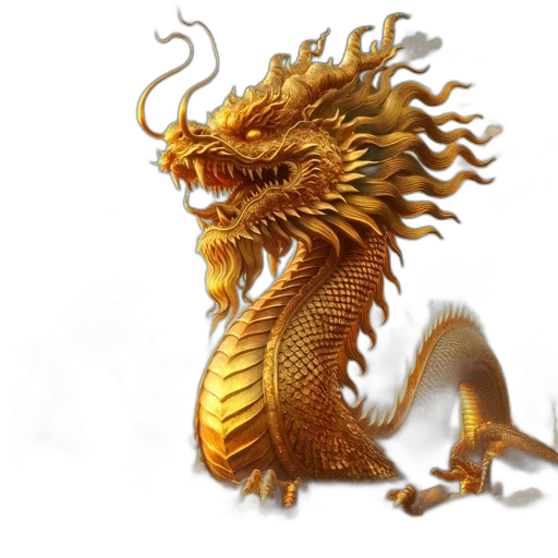 dragon, staff, creature, fantasy art, photorealistic, concept art, 3d render, golden transparent PNG cut-out