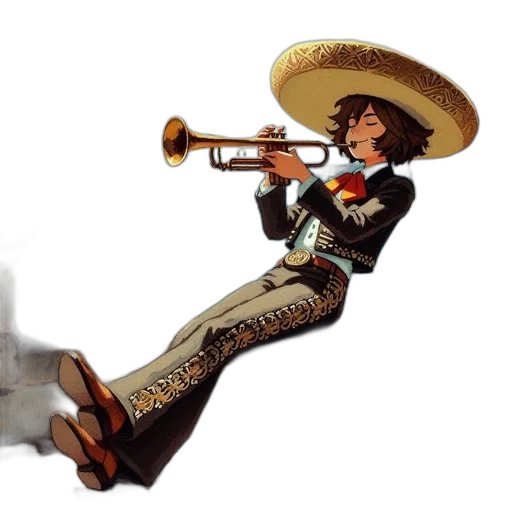 staff, weapon, hat, concept art, photorealistic, 3d render, pixel art, mariachi transparent PNG cut-out