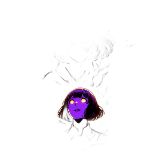 mask, face, creature, hair, concept art, vaporwave, anime, pixel art transparent PNG cut-out