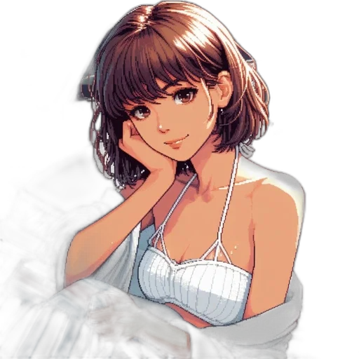 dress, jewelry, face, pixel art, photorealistic, concept art, anime, monochrome transparent PNG cut-out
