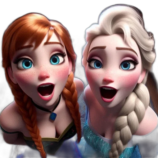 face, 3d render, photorealistic, fantasy art, concept art, snow, anna, elsa transparent PNG cut-out