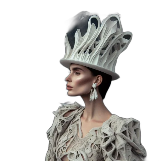 hat, crown, dress, jewelry, 3d render, concept art, photorealistic, fantasy art transparent PNG cut-out