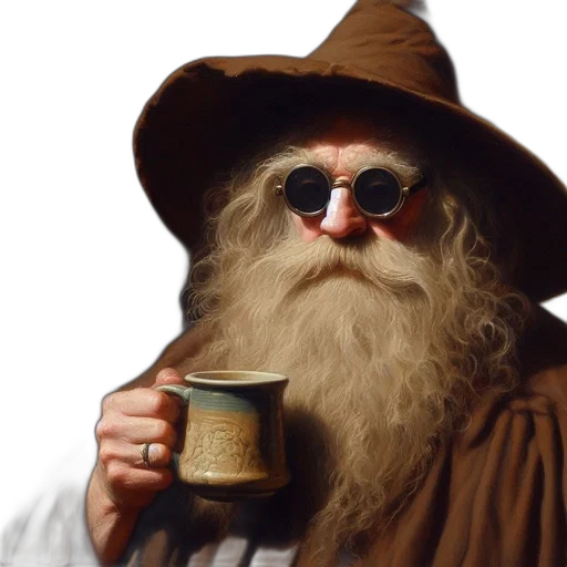 hat, fantasy art, old, man, appearing, like, wise, wizard transparent PNG cut-out