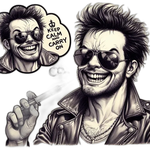 comic book art, concept art, cartoon, pencil sketch, edgy, disheveled, man, leather transparent PNG cut-out