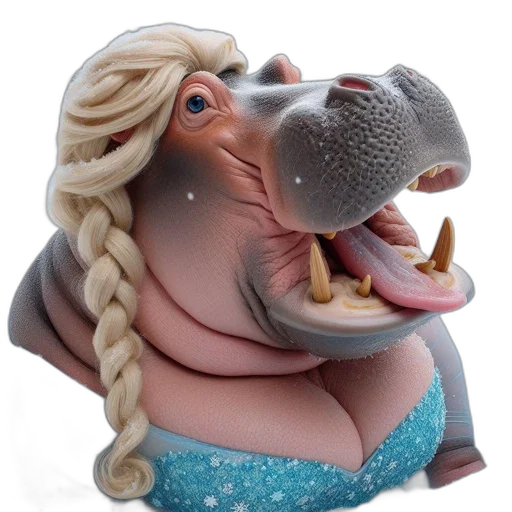 animal, staff, creature, 3d render, photorealistic, concept art, cartoon, hippopotamus transparent PNG cut-out