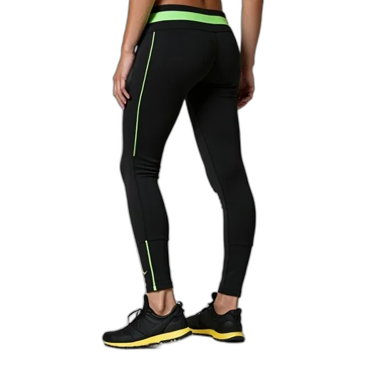 neon, green, person, wearing, black, yoga, pants, stripe transparent PNG cut-out