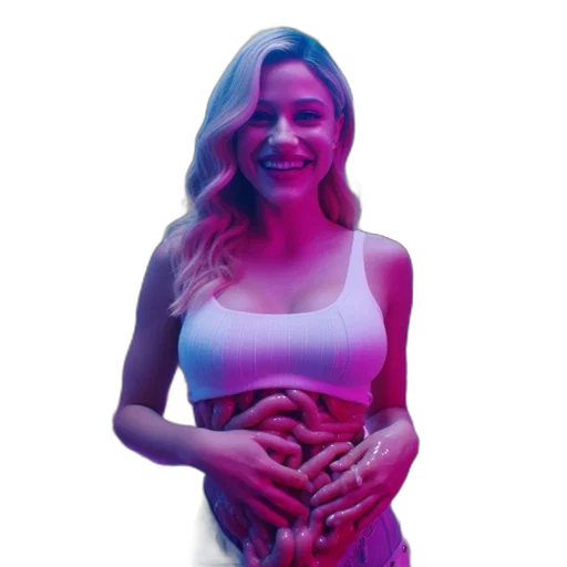dress, creature, robot, vaporwave, concept art, neon lights, underwater, fire transparent PNG cut-out