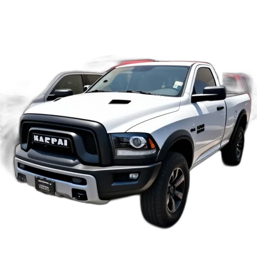 car, weapon, photorealistic, 3d render, white, pickup, truck, parked transparent PNG cut-out
