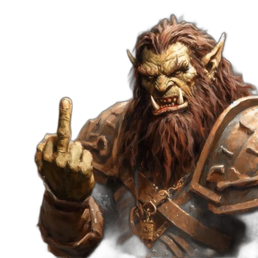 fantasy art, concept art, photorealistic, 3d render, imposing, orc-like, creature, sharp transparent PNG cut-out