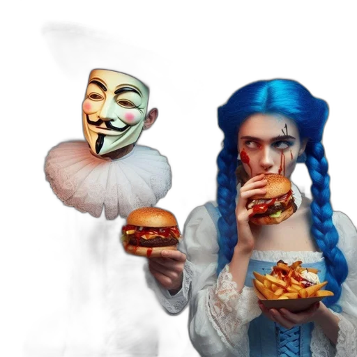mask, food, face, concept art, fantasy art, vaporwave, pixel art, blue transparent PNG cut-out