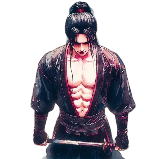 sword, weapon, jacket, concept art, photorealistic, fantasy art, cyberpunk, intense transparent PNG cut-out