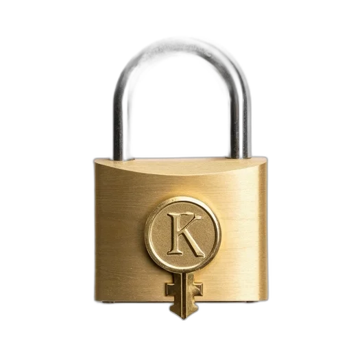 jewelry, shiny, silver, padlock, golden, key, inserted, into transparent PNG cut-out