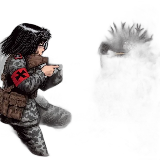 weapon, jacket, concept art, comic book art, fantasy art, photorealistic, fire, fog transparent PNG cut-out