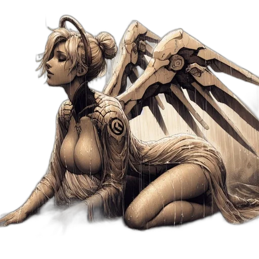 dragon, dress, creature, hair, concept art, fantasy art, comic book art, anime transparent PNG cut-out