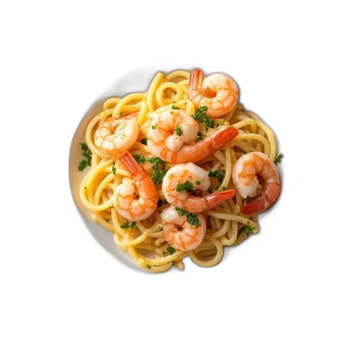 food, animal, jewelry, photorealistic, 3d render, plate, shrimp, pasta transparent PNG cut-out