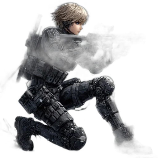 weapon, concept art, pixel art, photorealistic, fantasy art, female, soldier, heavily transparent PNG cut-out