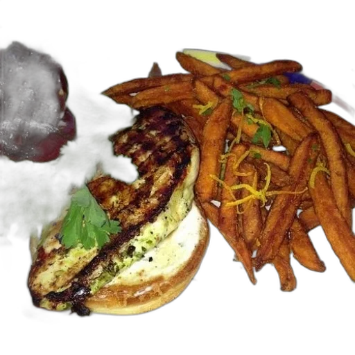 food, photorealistic, plate, sandwich, fries, salad transparent PNG cut-out
