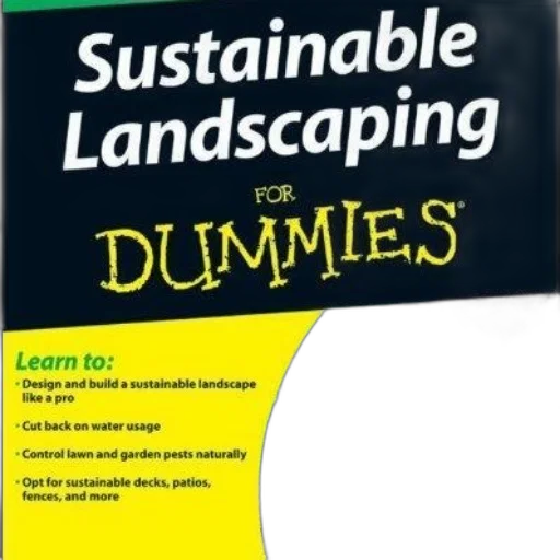 sustainable, landscaping, dummies, book, cover, featuring, garden, scene transparent PNG cut-out