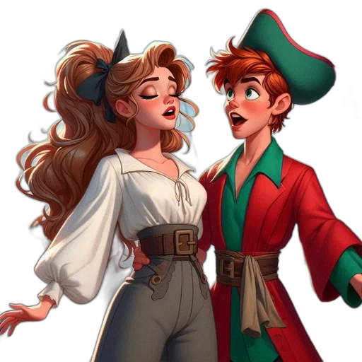 concept art, comic book art, cartoon, fantasy art, two, animated, characters, young transparent PNG cut-out