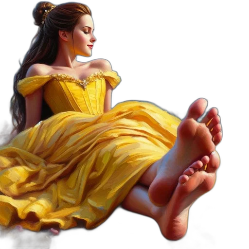 dress, shoes, photorealistic, oil painting, fantasy art, concept art, golden, woman transparent PNG cut-out