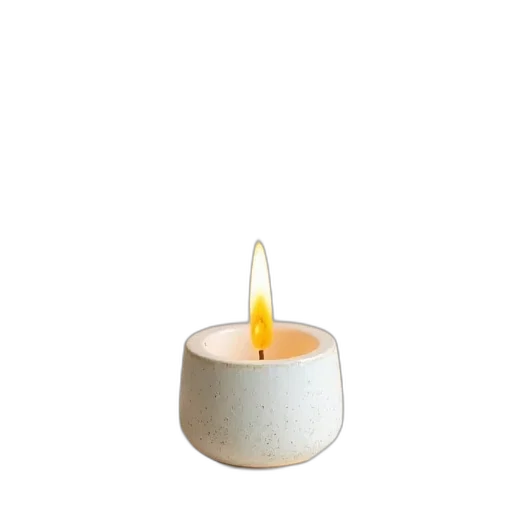 furniture, single, lit, candle, yellow, flame, placed, white transparent PNG cut-out