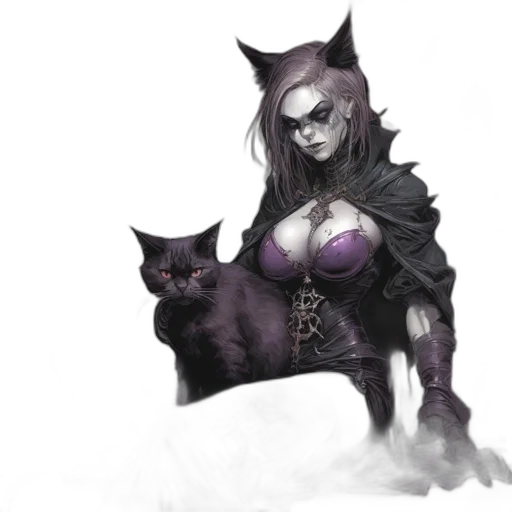 creature, fantasy art, concept art, comic book art, pixel art, dark, monochrome, gothic-themed transparent PNG cut-out