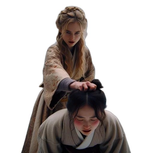 hair, staff, crown, jacket, oil painting, photorealistic, concept art, fire transparent PNG cut-out