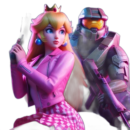 robot, weapon, concept art, vaporwave, 3d render, fantasy art, pastel, two transparent PNG cut-out