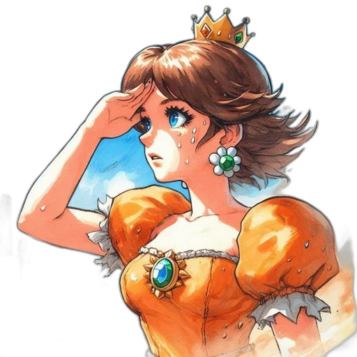 crown, dress, jewelry, face, concept art, watercolor, pixel art, anime transparent PNG cut-out