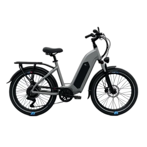 modern, electric, bicycle, sleek, design, featuring, silver, frame transparent PNG cut-out