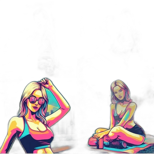 dress, cartoon, comic book art, anime, pixel art, neon lights, fire, neon transparent PNG cut-out