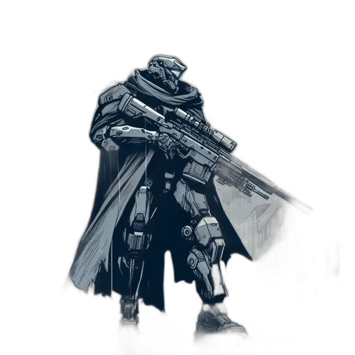weapon, jacket, robot, sword, concept art, fantasy art, pixel art, cyberpunk transparent PNG cut-out