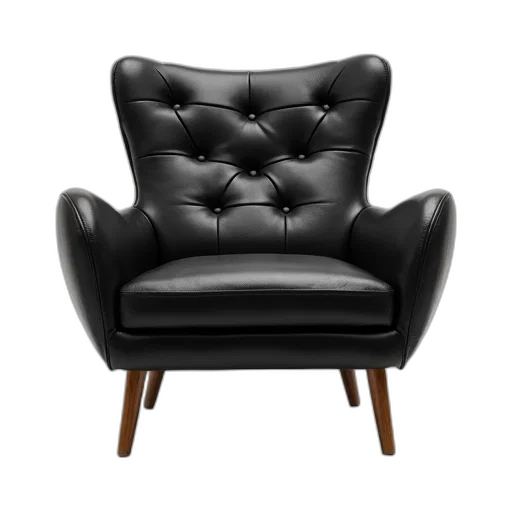 furniture, crown, 3d render, photorealistic, dark, black, leather, chair transparent PNG cut-out