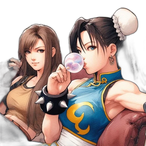 staff, concept art, fantasy art, anime, comic book art, two, animated, females transparent PNG cut-out