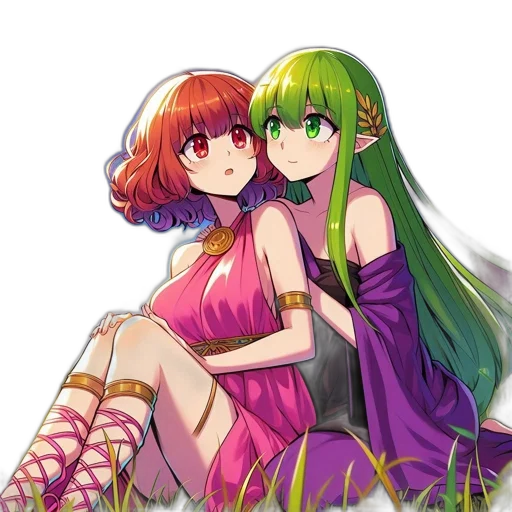 dress, pixel art, anime, watercolor, fantasy art, fire, green, colorful transparent PNG cut-out