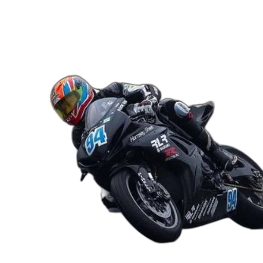 photorealistic, concept art, 3d render, motorcycle, racer, black, suit, number transparent PNG cut-out