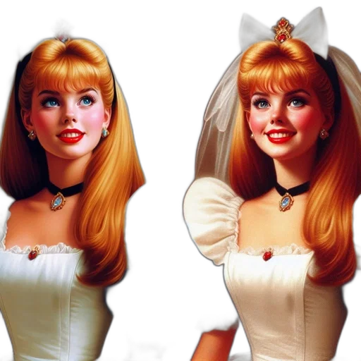 3d render, photorealistic, concept art, cartoon, two, portraits, regal, female transparent PNG cut-out